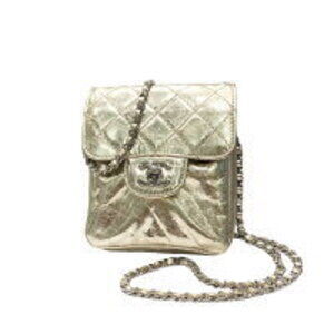 CHANEL Matelasse Chain Shoulder Bag Gold Calfskin Leather Coco Mark Wallet